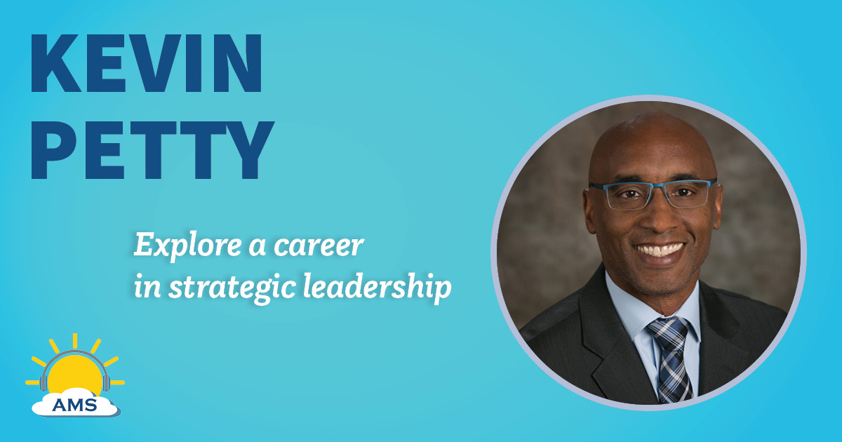 Kevin Petty headshot graphic with teaser text that reads "explore a career in strategic leadership"